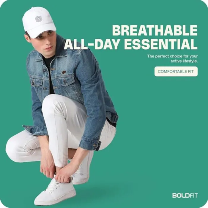 Boldfit Polyester Blend Head Caps for Men Unisex Mens Caps with Adjustable Strap in Summer for Men Caps Men for All Sports Cap for Men Women Cap Sports Caps for Men White