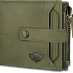Men Trendy Green Genuine Leather RFID Wallet (12 Card Slots)
