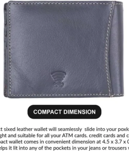 Theekchhoo - Men Trendy, Casual Grey Genuine Leather RFID Wallet (8 Card Slots)