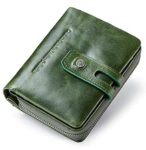 Contacts Men's Genuine Leather Wallet | RFID Blocking Wallet for Men| 14 Card Slots, 1 ID Window | 1 Zipper Coin Pocket (Seaweed Green)…