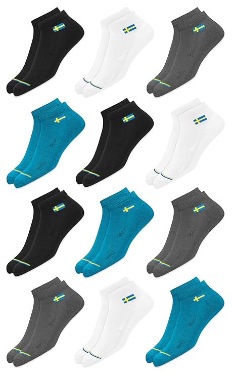 SWAGR 12 Pairs Solid Cotton Ankle Socks for Men Women, Pack of 12.1