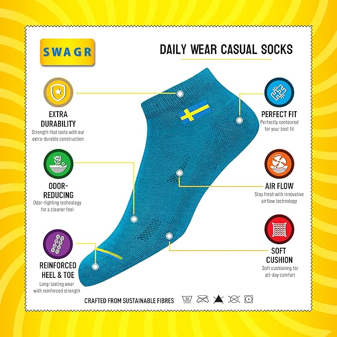 SWAGR 12 Pairs Solid Cotton Ankle Socks for Men Women, Pack of 12.2