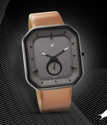 TheekChho - Fastrack After Dark Analog Mens Grey Dial Leather Strap Watch for Guys