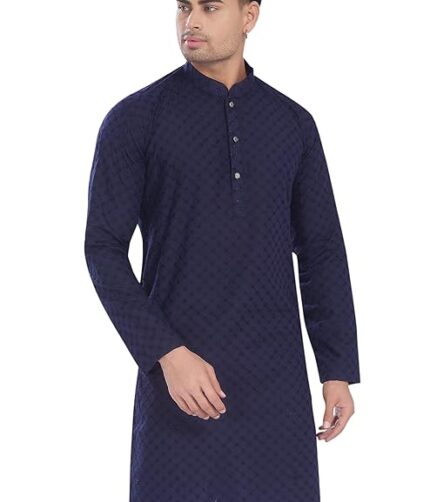 DIVISIVE Men's Thread Embroidered Cotton Only Slim Fit Kurta