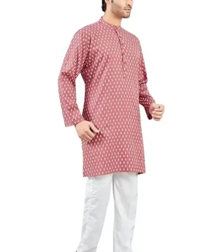 Studio Shringaar Men’s Soft Pure Cotton Printed Knee Length Relax Fit Kurta.