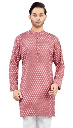 Studio Shringaar Men's Soft Pure Cotton Printed Knee Length Relax Fit Kurta Studio Shringaar Men's Soft Pure Cotton Printed Knee Length Relax Fit Kurta