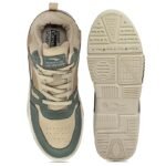 ASIAN Men's MEXICO-11 Casual Sneaker Shoes with Synthetic Upper Lightweight Comfortable Mid Top Sneaker Shoes for Men's & Boy's - Colour Beige Lef Green
