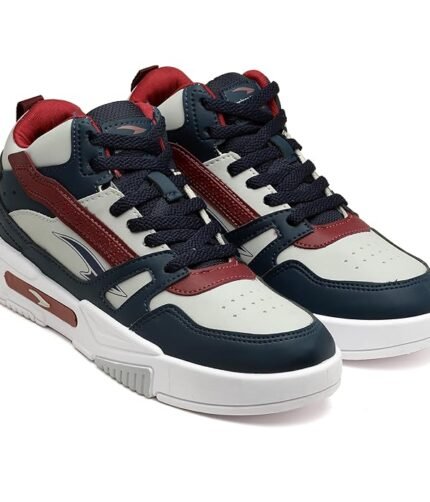 ASIAN Men's MEXICO-11 Casual Sneaker Shoes with Synthetic Upper Lightweight Comfortable Mid Top Sneaker Shoes for Men's & Boy's - Colour Navy Red