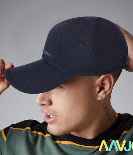 Aavjo Quick Dry Baseball Cap Hat Topi for Men Women l Beach Cricket Sports Running Cap - Colour Sport Black