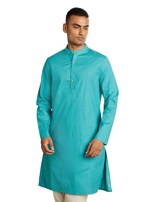 Amazon Brand - Symbol Men's Cotton Solid Long Kurta (Regular Fit)