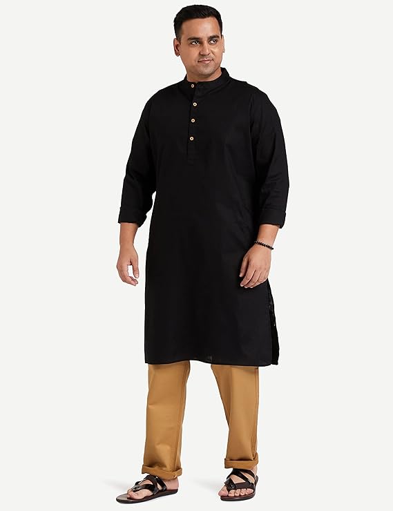 Amazon Brand - Symbol Men's Cotton Solid Long Kurta (Regular Fit)10