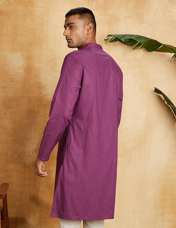Amazon Brand - Symbol Men's Cotton Solid Long Kurta (Regular Fit)15