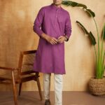 Amazon Brand - Symbol Men's Cotton Solid Long Kurta (Regular Fit)