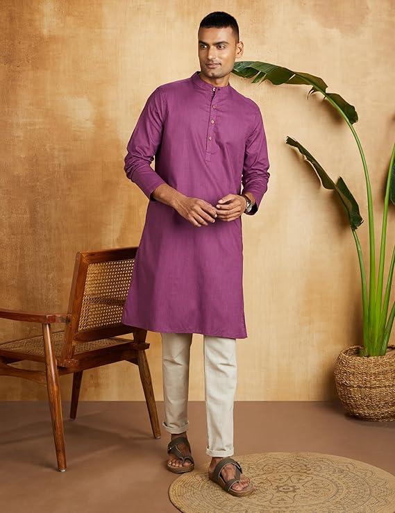 Amazon Brand - Symbol Men's Cotton Solid Long Kurta (Regular Fit)17 Amazon Brand - Symbol Men's Cotton Solid Long Kurta (Regular Fit)