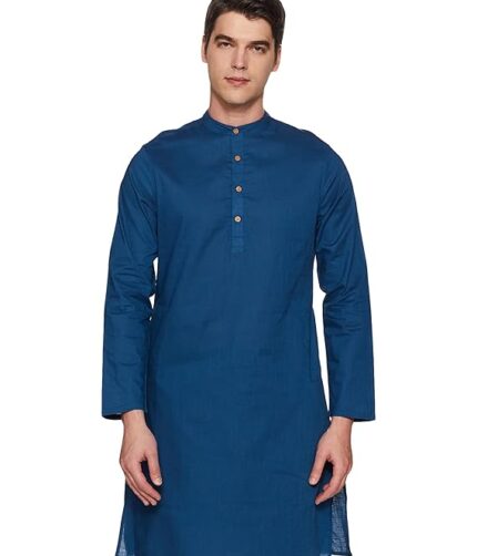 Amazon Brand - Symbol Men's Cotton Solid Long Kurta (Regular Fit)