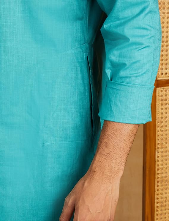 Amazon Brand - Symbol Men's Cotton Solid Long Kurta (Regular Fit)3