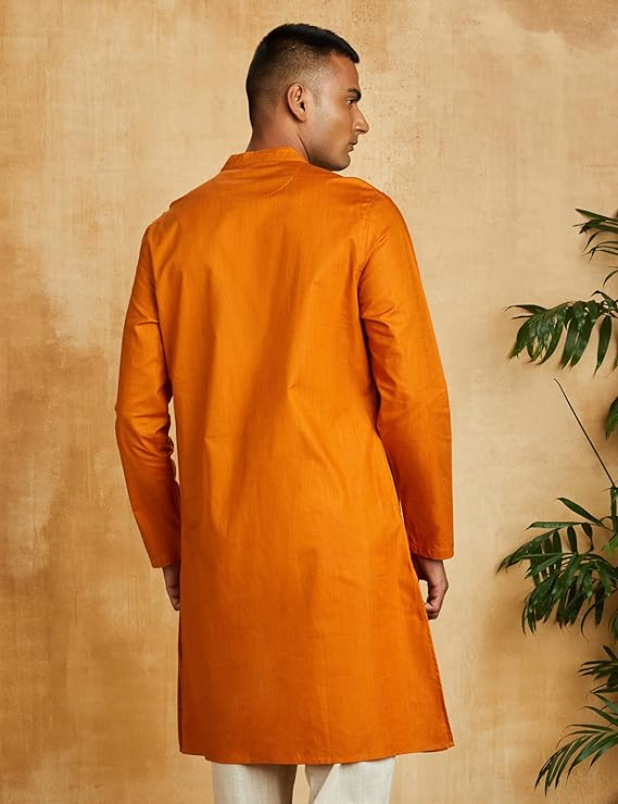 Amazon Brand - Symbol Men's Cotton Solid Long Kurta (Regular Fit)5