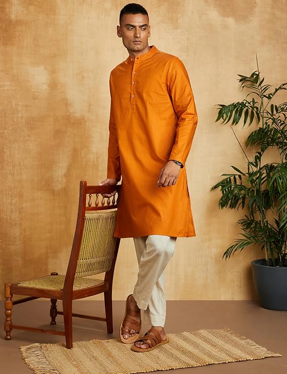 Amazon Brand - Symbol Men's Cotton Solid Long Kurta (Regular Fit)7 Amazon Brand - Symbol Men's Cotton Solid Long Kurta (Regular Fit)