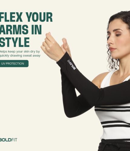 Boldfit Arm Sleeves for Men & Women UV Protection Hand Sleeves - Colour Black