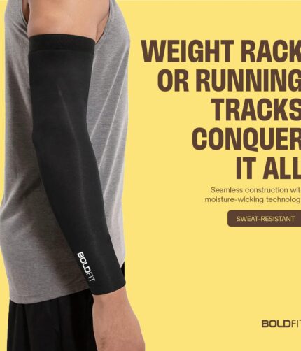 Boldfit Arm Sleeves for Men & Women UV Protection Hand Sleeves - Colour Black