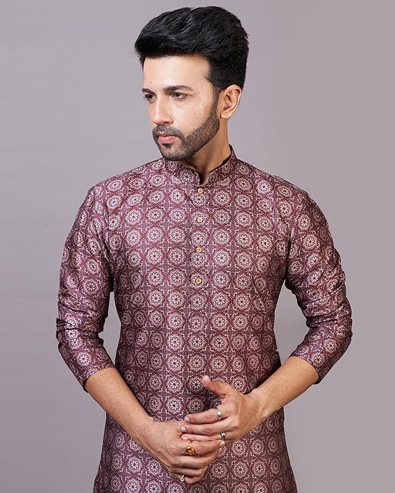 Kurta Pyjama Set for Mens Ethnic & Designer Wear - Colour Wine 2