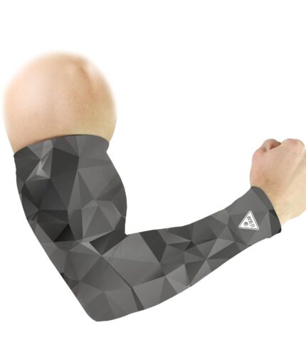 Redesign Premium Compression Arm Sleeves Pair (Nylon) for Gym| Running| Cricket| Tennis| Basketball| Badminton | Colour - Grey