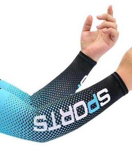 Leosportz Arm Sleeves for Summer UV Protection - Elbow Sleeves for Men Women Gym Workout | UV TAN Protection Sleeves for All Season - Colour Blue