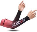 Leosportz Arm Sleeves for Summer UV Protection - Elbow Sleeves for Men Women Gym Workout | UV TAN Protection Sleeves for All Season - Colour Red