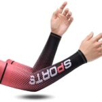 Leosportz Arm Sleeves for Summer UV Protection - Elbow Sleeves for Men Women Gym Workout | UV TAN Protection Sleeves for All Season - Colour Red