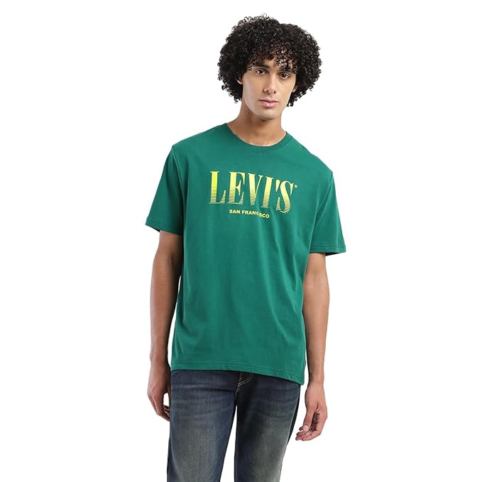 Levi's Men's Geometric Oversized Fit T-Shirt - Colour Green Levi's Men's Geometric Oversized Fit T-Shirt - Colour Green 2