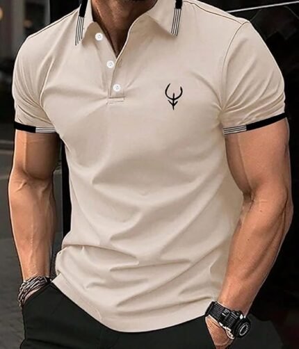 Lymio Men T-Shirt || T-Shirt for Men || Polo T Shirt || T-Shirt (Polo 40 to 43) - Colour: Beige