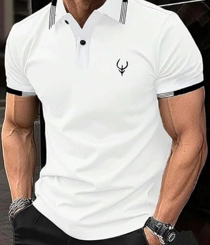 Lymio Men T-Shirt || T-Shirt for Men || Polo T Shirt || T-Shirt (Polo 40 to 43) - Colour White