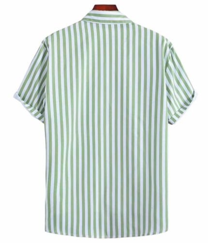 Men Lining Solid Fashion Lycra Printed Slim Fir Cut Away Collar Casual Shirt - Colour green