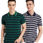 Men's Cotton Rich Striped Polo T Shirt | Collar Tshirts | Half Sleeves - Regular Fit (Available in Combo Packs)