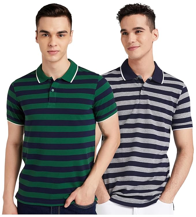 Men's Cotton Rich Striped Polo T Shirt | Collar Tshirts | Half Sleeves - Regular Fit (Available in Combo Packs) Men's Cotton Rich Striped Polo T Shirt | Collar Tshirts | Half Sleeves - Regular Fit (Available in Combo Packs)