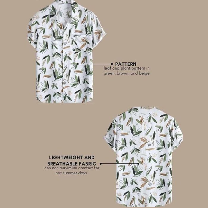 Mens Rayon Man Casual Shirt Regular Fit Western - White green