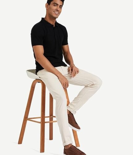 Men's Solid Cotton Rich Polo T Shirt | Collar Tshirts | Half Sleeves | Plain-Regular Fit (Available in Plus Size) - Colour Black