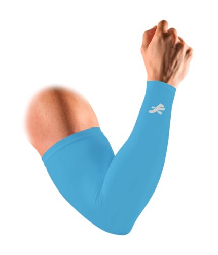 Redesign Premium Compression Arm Sleeves Pair (Nylon) for Gym| Running| Cricket| Tennis| Basketball| Badminton | Colour - Sky Blue