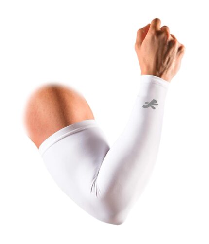 Redesign Premium Compression Arm Sleeves Pair (Nylon) for Gym| Running| Cricket| Tennis| Basketball| Badminton | Colour - White