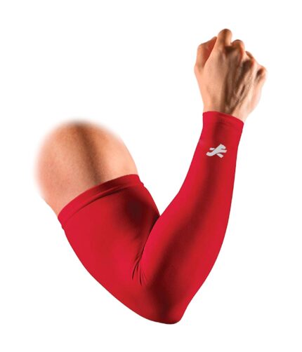 Redesign Premium Compression Arm Sleeves Pair (Nylon) for Gym| Running| Cricket| Tennis| Basketball| Badminton | Colour - Red