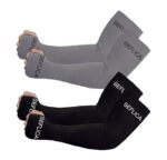 SEFLICA UV Sun Protection Cooling UPF 50 Compression Arm Sleeve for Men and Women With Thumb Hole, Arm Sleeves for Boys and Girls Tattoo Cover Up, Work, Golf, Baseball, Basketball, Football and More - Colour Black