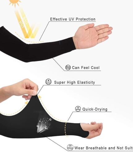 SEFLICA UV Sun Protection Cooling UPF 50 Compression Arm Sleeve for Men and Women With Thumb Hole, Arm Sleeves for Boys and Girls Tattoo Cover Up, Work, Golf, Baseball, Basketball, Football and More