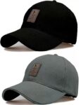 SELLORIA Brand Soft Cotton Adjustable Unisex Cap for Men and Women Freesize Baseball Caps (Pack of 2) Gray and Black