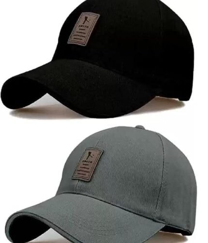 SELLORIA Brand Soft Cotton Adjustable Unisex Cap for Men and Women Freesize Baseball Caps (Pack of 2) Gray and Black