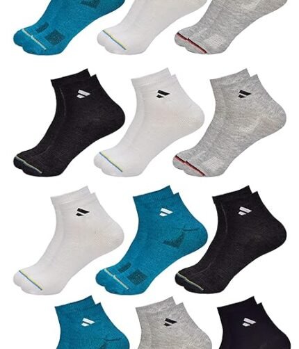 SJeware 12 Pairs Solid Cotton Ankle Length Socks for Men & Women, Multicolor, Pack of 12, Free Size