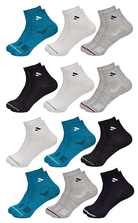 SJeware 12 Pairs Solid Cotton Ankle Length Socks for Men & Women, Multicolor, Pack of 12, Free Size SJeware 12 Pairs Solid Cotton Ankle Length Socks for Men & Women, Multicolor, Pack of 12, Free Size