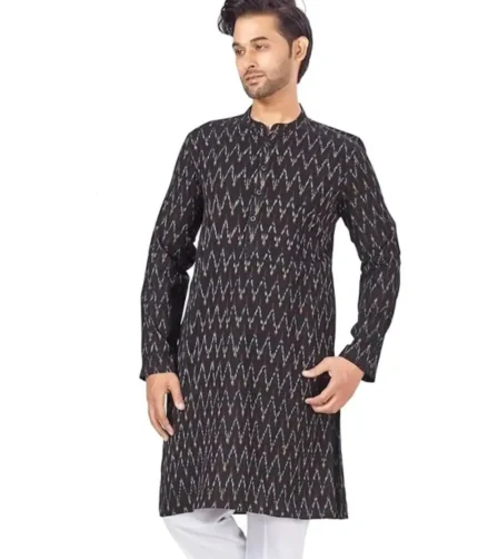 Studio-Shringaar-Mens-Cotton-Relaxed-Fit-Block-Printed-Knee-Length-Regular-Kurta.