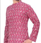 Studio Shringaar Men’s Cotton Relaxed Fit Block Printed Knee Length Regular Kurta (M121)