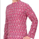 Studio Shringaar Men’s Cotton Relaxed Fit Block Printed Knee Length Regular Kurta (M121)