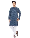 Studio-Shringaar-Mens-Cotton-Relaxed-Fit-Block-Printed-Knee-Length-Regular-Kurta